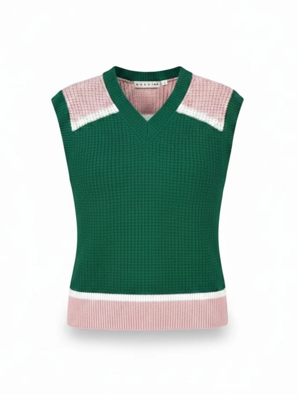 Marni x Uniqlo Popcorn Knitted V-Neck Vest, Green And Pink - Picture 2 of 6